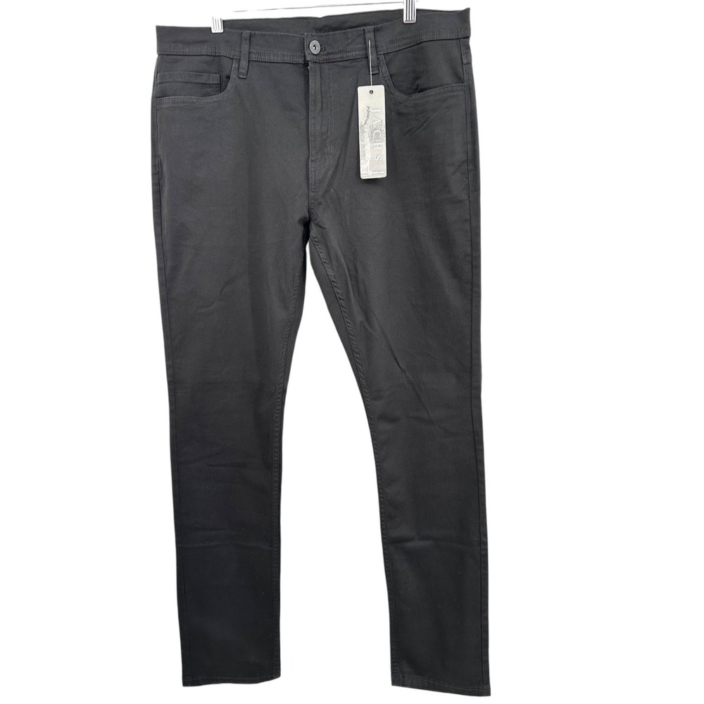 JACHS NY Slim Straight Stretch 5-Pocket Black Denim Pants Jeans Men's 38x32 NEW